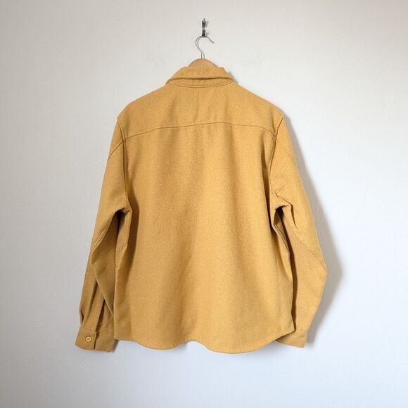 Onia men's apricot yellow essential heavy weight cotton wool button down shacket - Picture 6 of 7